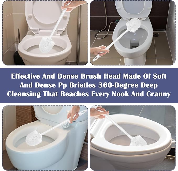 15 Pcs Toilet Brush 14 Inch Long Toilet Bowl Brush Handled Cleaning Scrubber with Hook Hole Commercial Heavy Duty Toliet Brushes for Bathroom Cleaning Supplies, White
