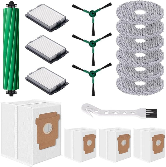 Mbetter 18 Pcs Replacement Parts for iRobot Roomba Plus 505/405 Combo Robot Vacuum Cleaner, Accessories with 1 Roller Brush, 6 Mop Pads, 3 Filters, 3 Side Brush,4 Vacuum Bags,1 Clean Tool