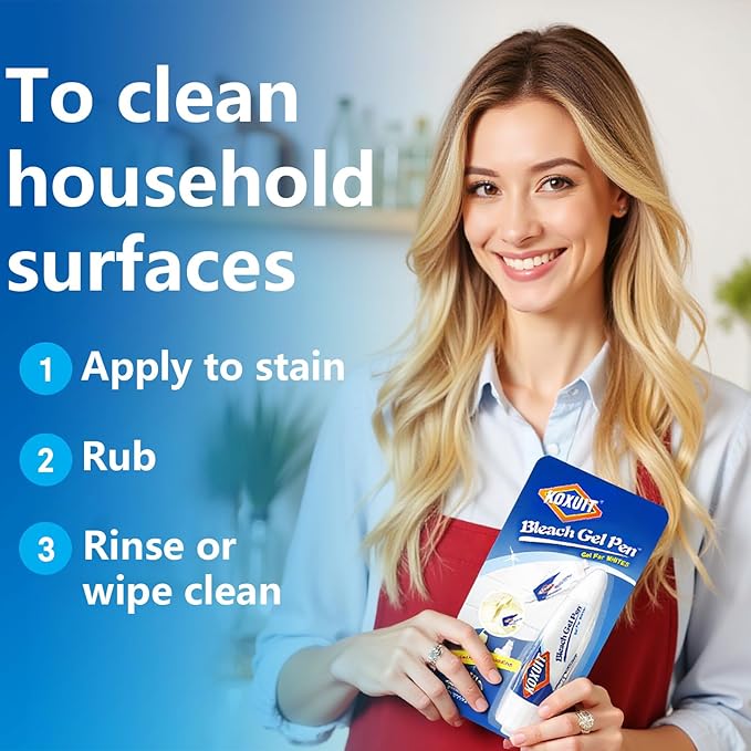 Portable Dual-Tip Bleach Pen for White Clothes & Grout - Travel-Ready 2-in-1 Gel Applicator with Brush Head, Non-Drip Cleaner for Bathroom Lines & On-The-Go Use (Milky White)2PCS.
