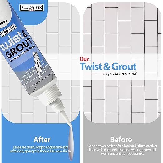 Floor-Fix Pro - Twist & Grout Repair Kit - Premixed & Waterproof Fast Tile Grout Reviver - Bathroom, Shower, Kitchen (Dark Gray, 8.8 fl oz)