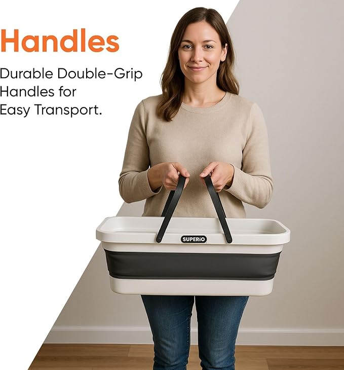Superio Fold N' Go Mop Buckets with Wheels 6-Pack - Collapsible Cleaning Bucket, 10L, Portable Water Pail for Home, Car, and Outdoor Use