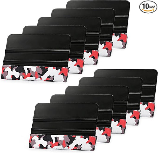 EHDIS 10pcs Vinyl Squeegee 4 Inch Car Vinyl Scraper Decal Applicator Window Tint Wallpaper Smoothing Tool with Black Fabric Felt Edge-Black