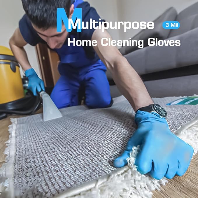 Disposable Nitrile Gloves Powder & Latex Free 3 mil Non-Sterile Nitrile Exam Gloves Light Duty Cleaning Gloves, Large, Box/100