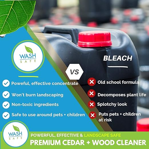 Wash Safe™ CEDAR WASH | Eco-Safe and Organic Wood Cleaner | Clear, Bleach-Free Powder Concentrate | Clean Cedar Shakes, Shingles, Clapboard, Decks, Beams and Wood Surfaces, 3LB.