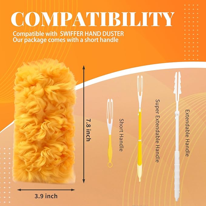 Duster Refill for Swiffer Duster, 30 Count Heavy Duty Duster Refills with 1 Handle, 360 Dusters Refills Kit, 2 Sided Disposable Dusters for Swiffer Duster Extended Handle for Cleaning