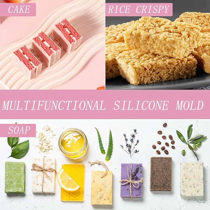 Soap Molds Silicone-2PCS 6 Cavities Rectangle Soap Mold,DIY Handmade Soap Mold for Soap Bath Bombs Shower Steamer Lotion Bars (Pink-rectangular)