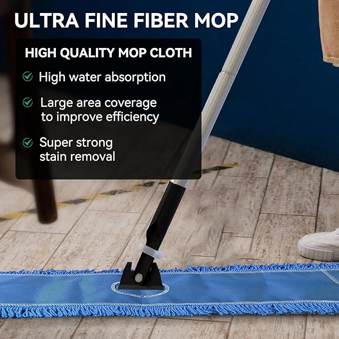 60 Inch Dust Mop Head: Replacement Medium Washable Commercial Mop Head - Sweeper and Janitorial Dust Head Replacement Blue
