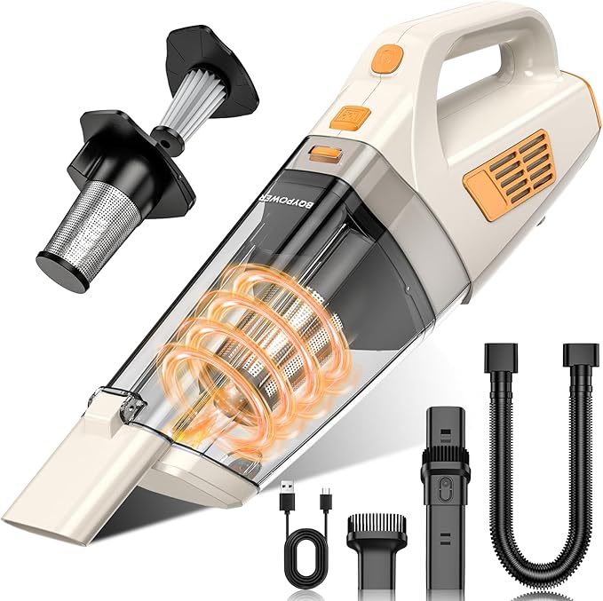 BQYPOWER Handheld Vacuum Cordless, 16000PA Strong Suction Hand Held Vacuum Dust Busters Cordless Rechargeable with Multiple Accessories, Portable Car Vacuum Cleaner High Power for Car Home Office