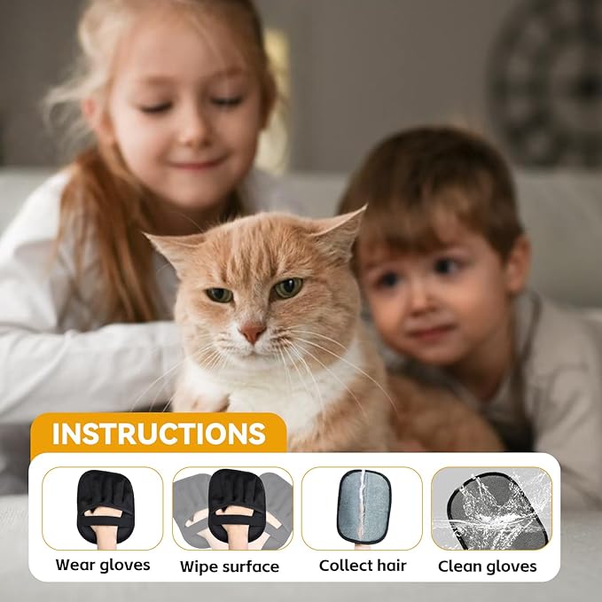 KENDINIX Valentines Day Gifts 2 Packs Pet Hair Removal Glove,Pet Hair Remover for Cat & Dog,New Upgraded Electrostatic Gloves Pet Hair,Reusable Electro Static Pet Hair Remover Electrostatic Gloves