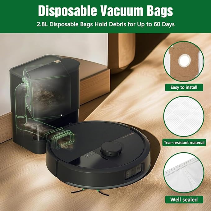 17 Pack Replacement Parts for iRobot roomba Max 705 Vac & Plus 504 Vac Vacuum Cleaner, Accessories Parts with 6 Dust Bags, 4 Filters, 4 Side Brush, 2 Main Brushes,1 Cleaning Tool (Not for Combo)