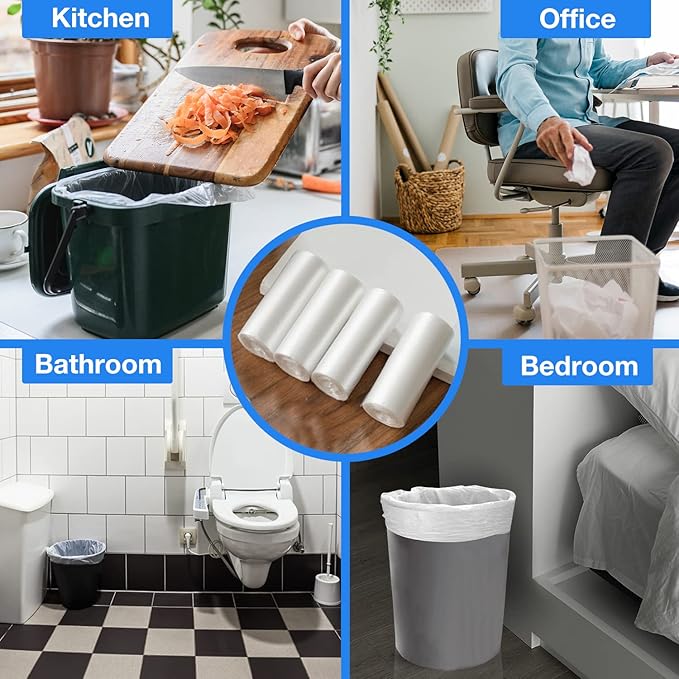 Charmount 1.2 Gallon Small Trash Bags, 200 Count Garbage Bags Bathroom Trash Can Liners,fit 4.5-5 Liter Clear … …