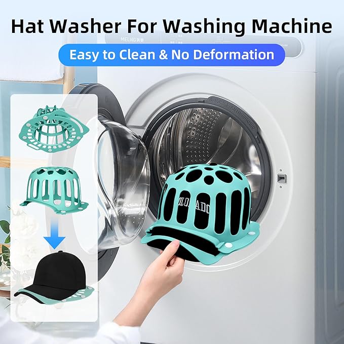Silicone Hat Washer Cage Hat Cleaner for Baseball Caps, Rust-Proof & Shape-Saving Design,Ball Cap Washer Fit for Adults and Kids Hats Shaper,Flexible and durable，Cap holder,Green