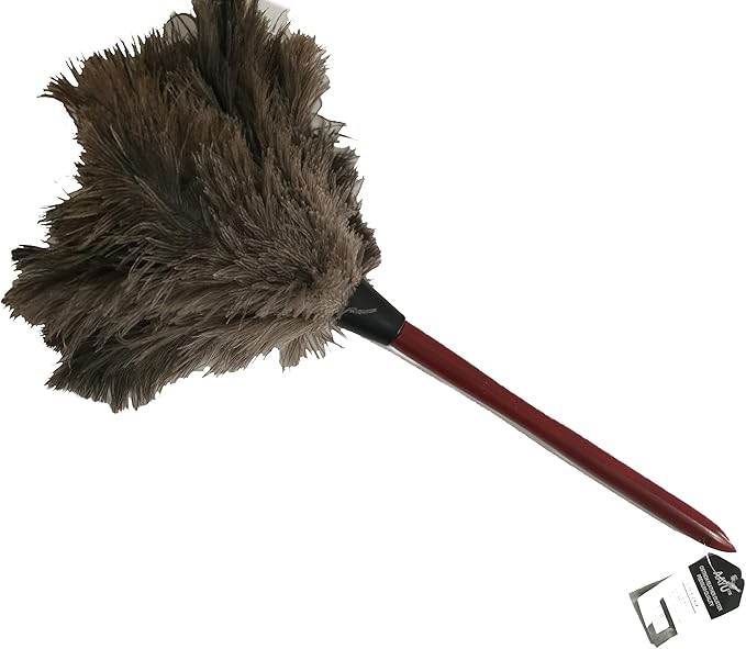3-Pack Ostrich Feather Dusters, 14.5-inch with Wooden Handle for Gentle Cleaning (36 cm)