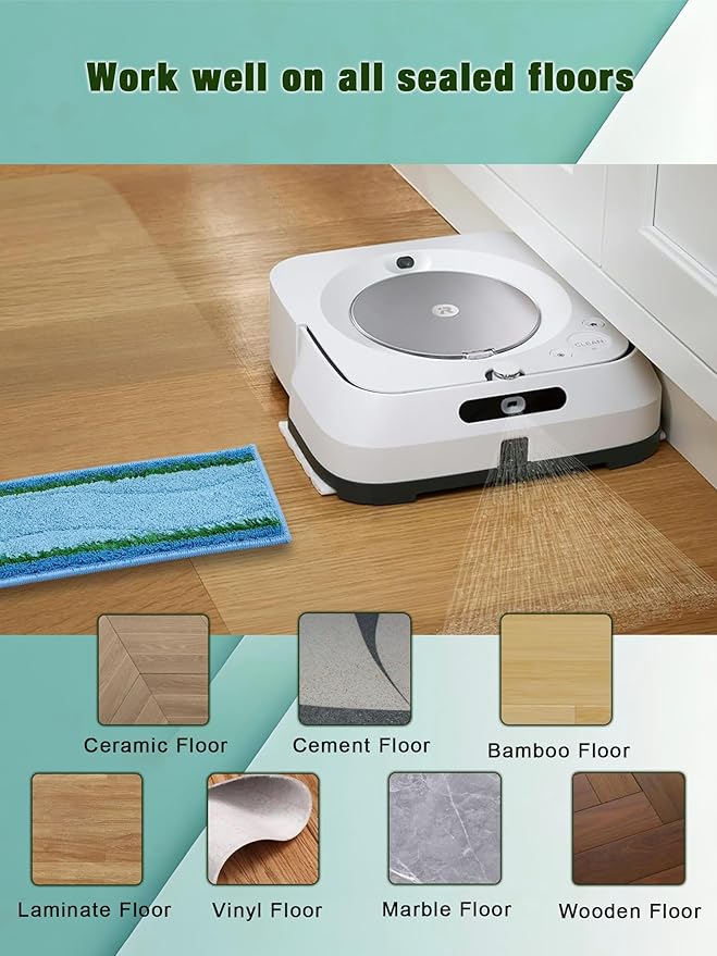 E-HAO Upgraded M6 Wet Mopping Pads for iRobot Braava Jet M6 Series 6012/6110/6112/6113 Ultimate Robot Mops. Washable & Reusable Microfiber M6 Mop Deep Clean Pads Accessories, 8-Pack