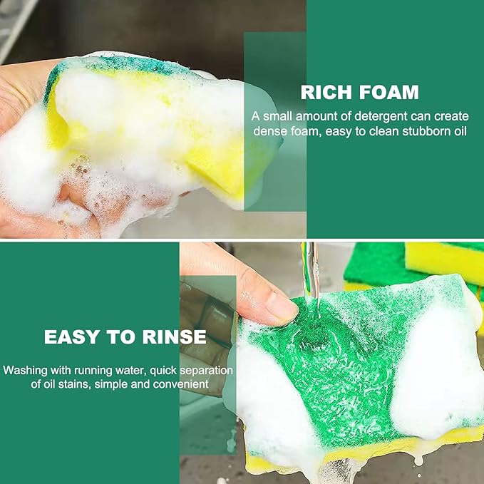 Individually Wrapped Sponges, Kitchen Dishwashing Sponge Bulk, Non Scratch Dishes Scouring Pad Dishcloth, Odor-Free Sponge Wipes for Household Cleaning Dishes Travel Apartments (50 Pack)