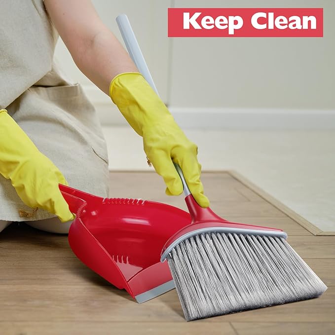 3 Pcs Broom and Dustpan Set 54 Inch Indoor Broom with Dust Pan Combo Set for Home Angle Broom and Dust Pan Kitchen Broom for Floor Cleaning