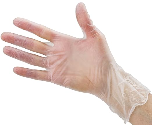 CARE PLUS Vinyl Gloves Clear Large Size 100 Count | Heavy Duty, Non-Sterile, Powder-Free, Latex-Free Rubber | Food Prep, Kitchen & Cleaning Gloves, Ideal for Professional Use