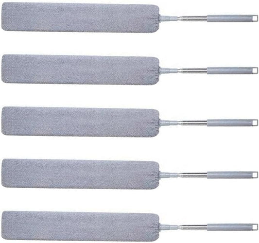 TopHomer 5 Pieces Retractable Gap Dust Cleaner Brush with Washable and Removable Duster Cloth for Cleaning Under Appliances Furniture Couch Fridge (Grey)