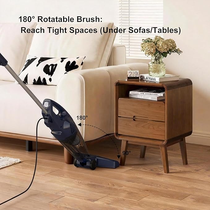 Sancorp Corded Stick Vacuum Cleaner, 3-in-1 Detachable to Handheld with 180°Left-Right Steering, 14KPA Powerful Suction for Pet Hair on Hard Floors, HEPA Filter, Lightweight with 16.4ft Long Cord
