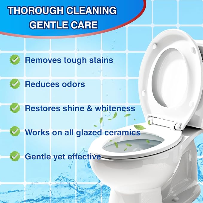 OceanBreezy Toilet Bowl Cleaner Bleach Tablets – Deep Cleaning & Deodorize, Effectively Removes Hard Stains (24-Pack Year Supply), Septic-Safe, Bathroom Cleaning Supplies