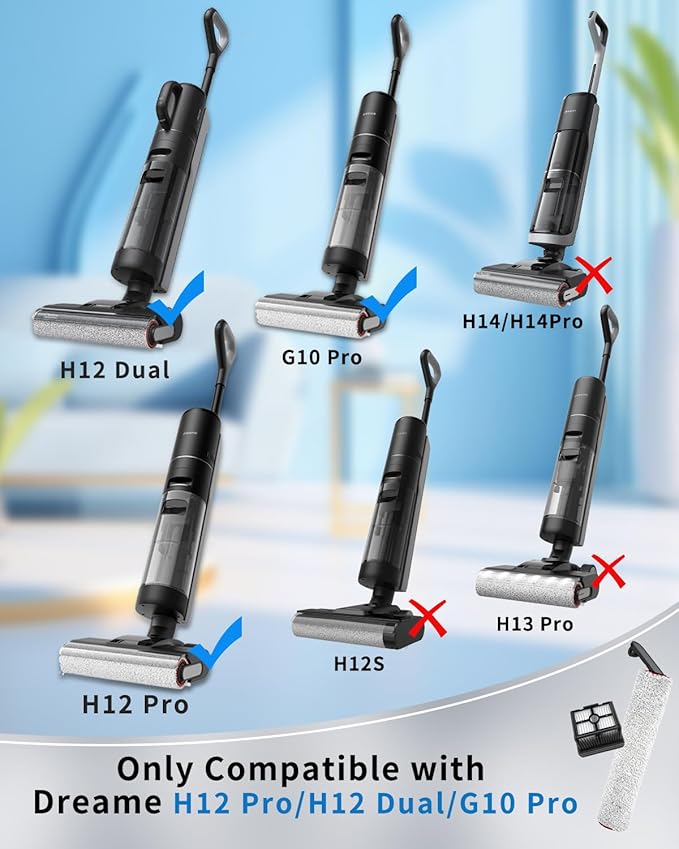 (6pcs) Replacement Brush Rollers And HEPA Filters For Dreame H12 Pro/ H12 Dual Wet Dry Vacuum Cleaner, Replacement Parts Accessories Kit Inclue 3 Vacuum Filter, 2 Roller Brushes
