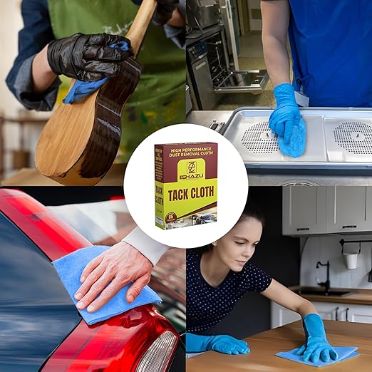 Eshazu Premium Tack Cloth (Pack of 06) – Professional Grade Dust and Particle Remover for Woodworking and Painting – Tack Rags for Surface Cleaning – Silicone & Wax Free, Anti-Static