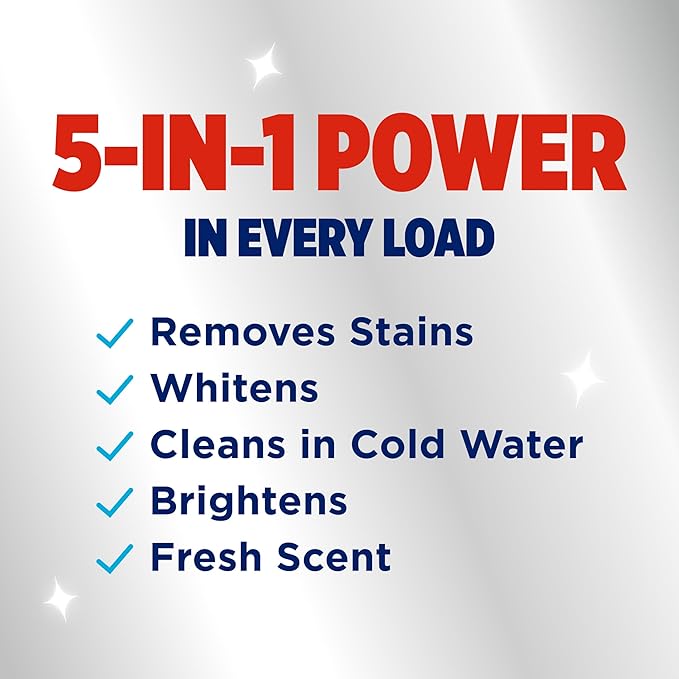 OxiClean Max Force Advanced Stain Remover Power Paks, Color-Safe, Bleach-Free Kids and Baby Essential, Use with Detergent to Remove Messy Stains like Berries, Juice, Mud, Grass, 24 Count