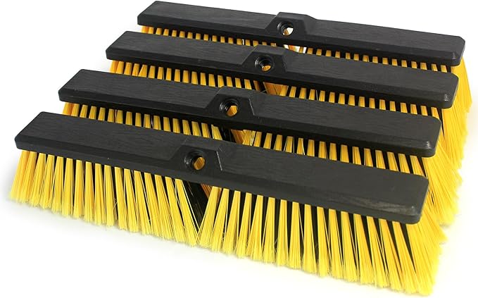 FRAXIR 4PCS Push Broom Head Outdoor Large Stiff Bristle Broom Head - Excellent Cleaning Performance - Easy Installation Broom Head(18 inches)