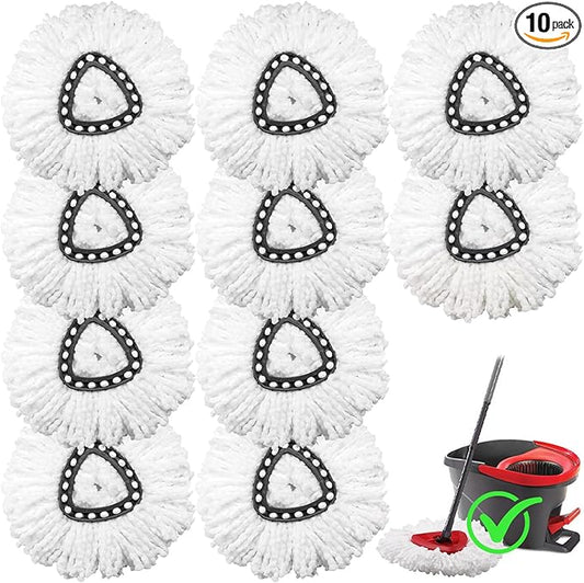 10 Pack Mop Replacement Heads Compatible with O Cedar Triangle Swivel Mops, Spin Mop Microfiber Refills, Deep Cleaning Easy to Replace