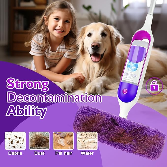 UNIMADE Reusable Mop Pads for Swiffer PowerMop, 8 Pack Microfiber Mop Pad Refill with Scrubber Strips for 13''-15'' SprayMop, Washable Mop Pads Use for Most Floor Types, Designed for Pets - Purple