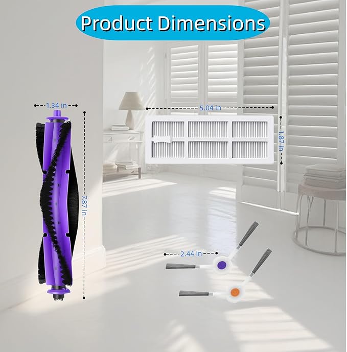 Avaenzo Replacement Kit Compatible with Narwal Freo Robot Vacuum | 1 Roller Brush, 3 HEPA Filters, 6 Side Brushes | Durable Accessories for Enhanced Cleaning Performance