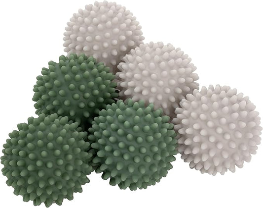 S&T INC. Reusable Plastic Dryer Balls, Fabric Softener for Laundry, Sage and Grey, 2.5 in, 6 Pack