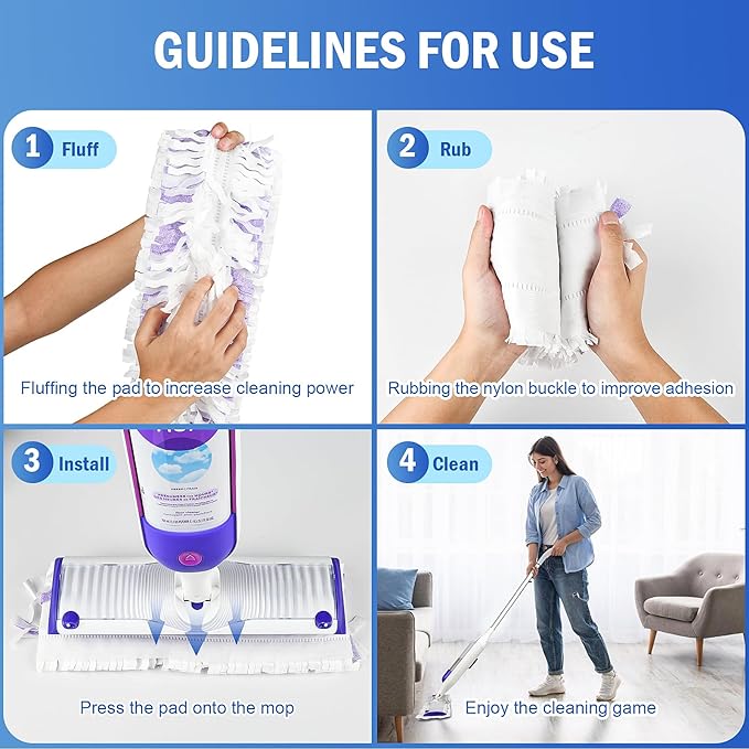 Cleaning Pads Compatible with Swiffer Power MOP Refills | 50 Pack 20% Thicker Pads | Pet Hair & Grease Deep Cleaner