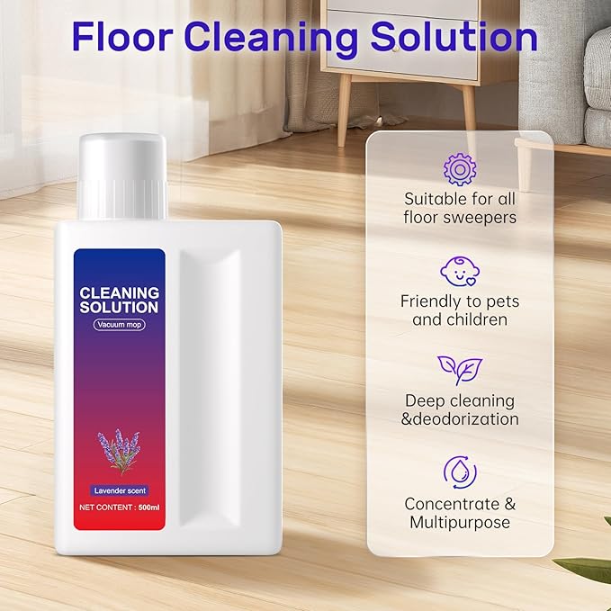 Nukisa Lavender Floor Cleaning Solution Compatible with Dreame Wet & Dry Vacuum and Robot， Residue & Streak Free,Suitable for All Robot Vacuum Cleaners and Wireless Wet Dry Dual-Use Vacuum Cleaners