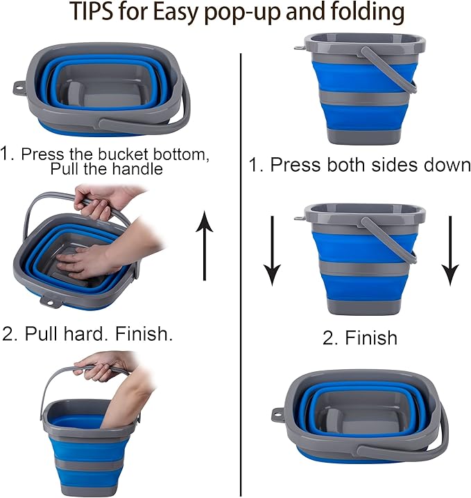 Collapsible Bucket with 2.6 Gallon (10L), Mop Bucket for Cleaning, Plastic Bucket for Garden, Car Washing or Camping, Portable Fishing Water Pail