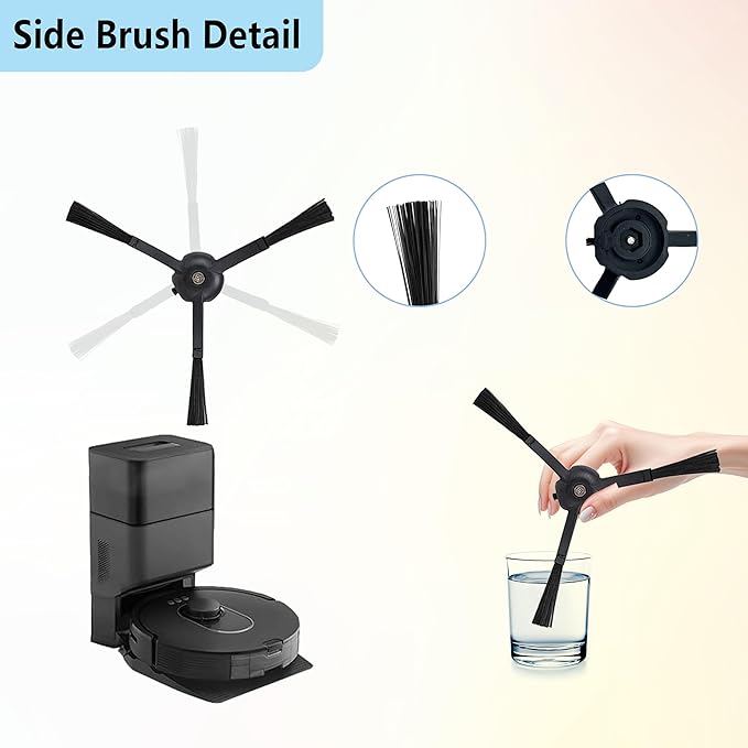 Replacement Accessories Kit Compatible with Roborock Q5 Pro Q5 Pro+(Plus) Q5 Max+(Plus) Q5 DuoRoller+(Plus) Q8 Max Q8 Max+(Plus) Robot Vacuum Cleaner, Include 1 Dual Roller Brush 4 Side Brush 4 Filter