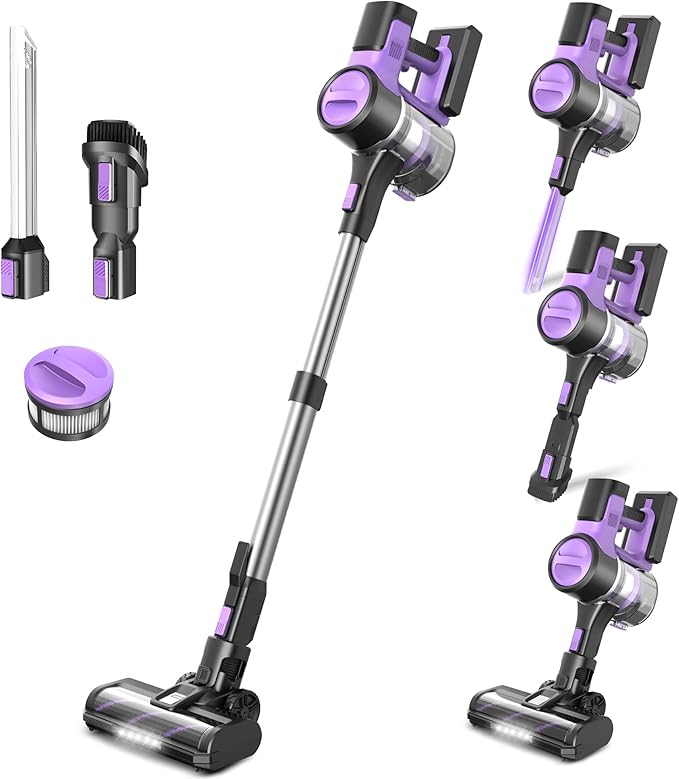 DEVOAC Cordless Vacuum Cleaner for Home, 45Kpa Lightweight Stick Vacuum with Powerful Suction, Rechargeable Battery Up to 50mins, Handheld Vacuum Cleaners for Hardwood Floor, Carpet, Pet Hair