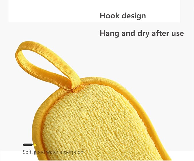 5 Pack Heavy Duty Dish Sponge for Kitchen, Zero Scratch Microfiber Dish Scrubber,Reuseable Dish Washing Sponges for Dishes pots Sink Pans Utensil Cleaning,Scouring Pads Non Scratch for Dishes