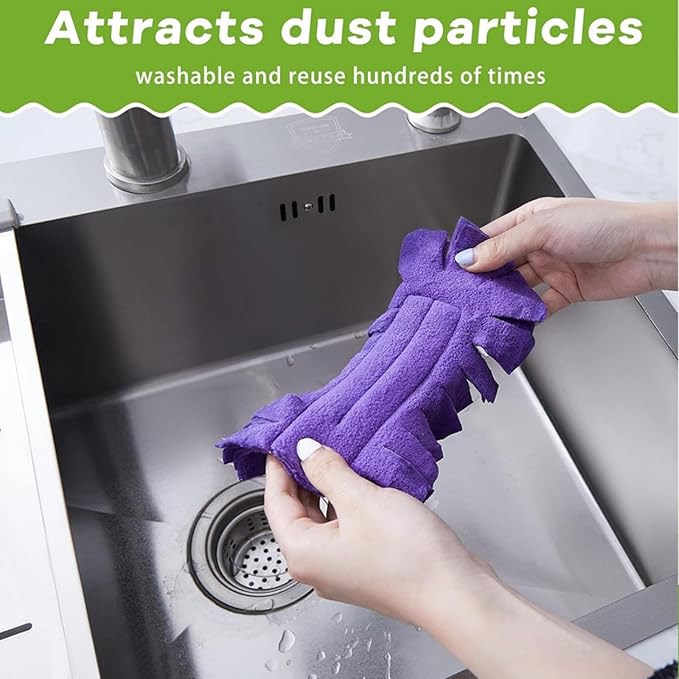 360° Electrostatic Duster Refills — The Sustainable Choice for a Dust-Free Home, Washable & Reusable, High-Density Microfiber (1 Handle + 4 Refills)