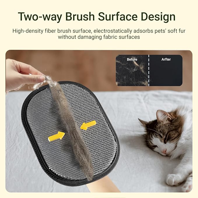 Pet Hair Remover Glove for Furniture - Reusable 5-Finger Dog and Cat Fur Removal Mitt with One-Swipe Peel Technology - Professional Sofa, Carpet & Car Detailer - Effective on Velvet, Bedding & Rugs