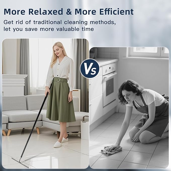 Eahwey 12-51’’ Telescopic Window Squeegee for High Windows, 2-in-1 Window Cleaning Kit with Extra Silicone Blade & Hook, Professional Squeegee for Shower Glass Doors, Car Windshield & Outdoor Use