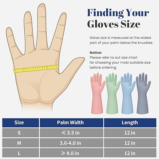 Rubber Kitchen Dishwashing Gloves - 3 Pairs Reusable Household Cleaning Gloves, Flexible and Durable & Non-slip Cleaning Gloves, Great for Kitchen, Bathroom, Laundry (Medium, Green+Blue+Grey)