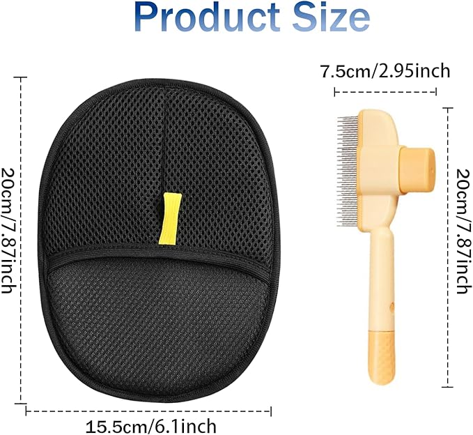 JHHJMEOW 2Pcs Pet Hair Removal Glove with Pet Comb, Cat & Dog Reusable Electrostatic Pet Hair Remover Grooming Gloves for Couch,Furniture,Carpet,Car Seat