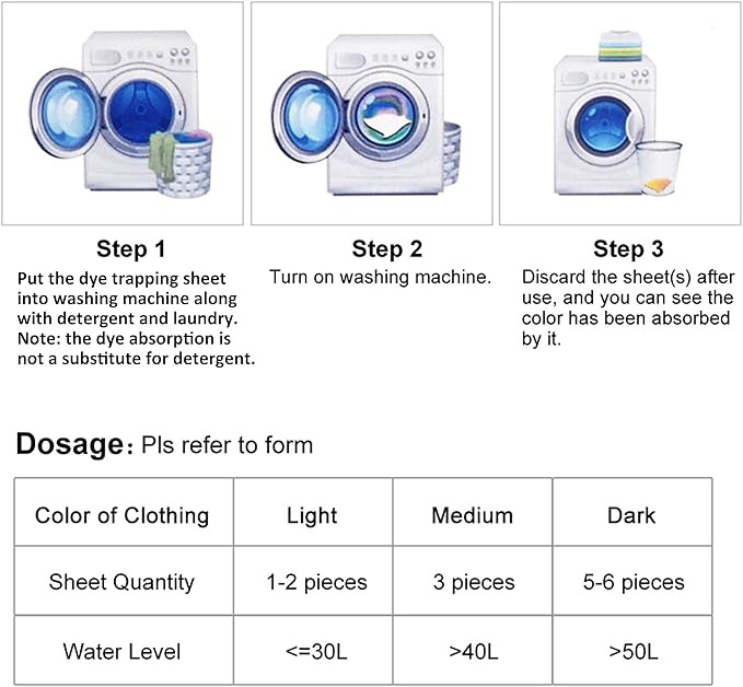 Laundry Dye Absorption 24 Count Sheets,Home Household Supply Dye Trapping Color Grabber Collector Keeper Stain Remover Sheets Combine Dye Absorption In Wash Machine for Homecoming Dress