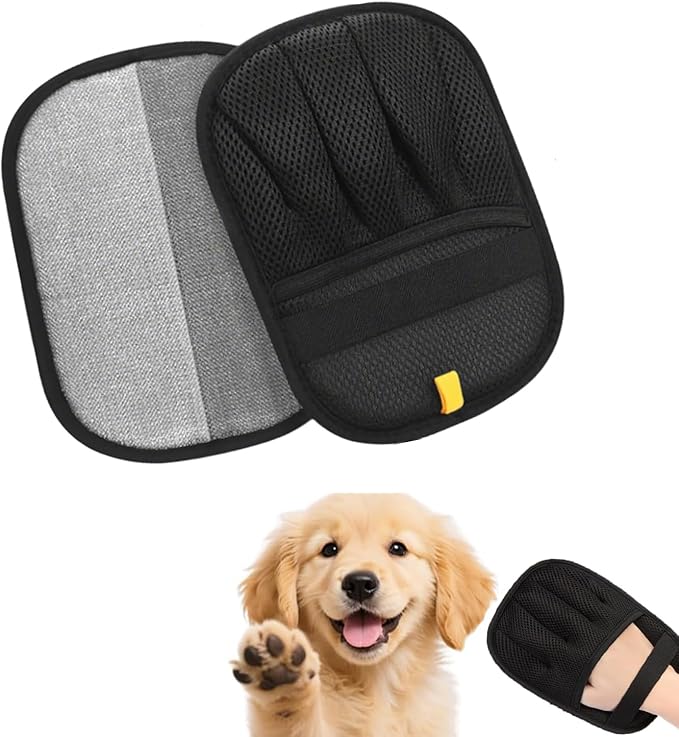 Glirops 2-Pack Electrostatic Pet Hair Remover Gloves - Reusable Dog & Cat Hair Removal Brush for Furniture,Car Interiors,Bedding and Clothing