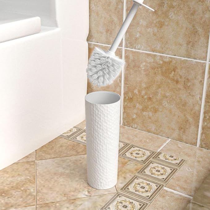 Toilet Brush, 2 Pack Toilet Brushes & Holders Sets with Plastic Handle and Soft Flexible Bristles, 4 Toilet Brush Heads for Bathroom Toilet-Ergonomic, Elegant, Durable Loo Brush (White)