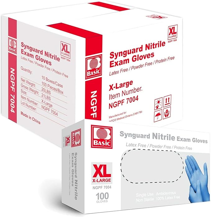 Jointown Medical Blue Nitrile Exam Gloves - Latex-Free & Powder-Free - NGPF7004 (Case of 1,000), X-Large