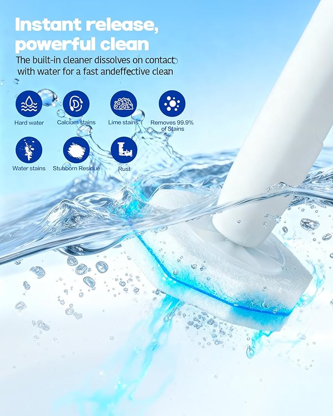 60 Pack Toilet Wand Refills Compatible with Clorox Toilet Brushes, Instant Foam Cleaning, Secure Lock No Slipping, Odor Neutralizing, Easy Snap-On Design