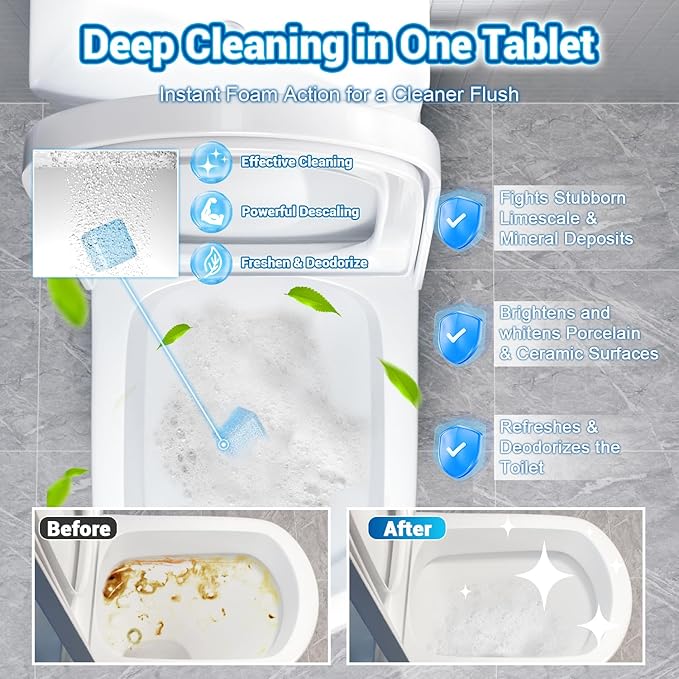 36 Pack Toilet Bowl Cleaners, 24PCS Upgraded Triple Effect Toilet Bowl Tablets with 12PCS Toilet Tank Cleaners Tablets with Bleach, Toilet Bowl Cleaners Drop in Tank, Lasting Fragrance(36 Pack)