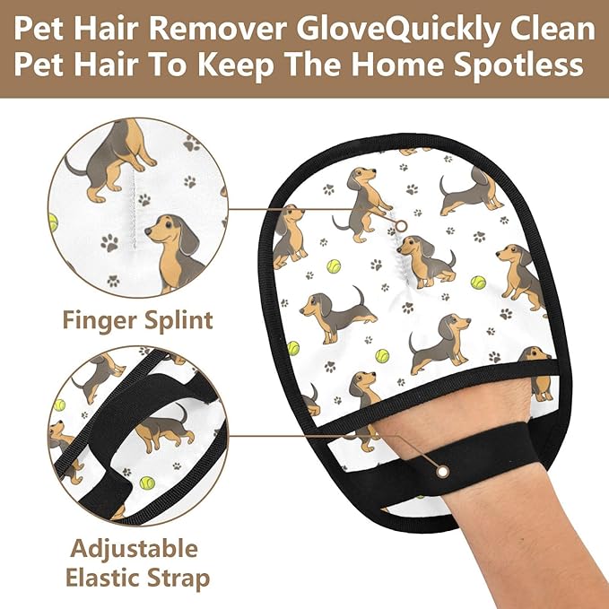 CHPGPUG Dachshund Pet Hair Removal Glove for Cats & Dogs Reusable Pet Hair Removal Glove pet Hair Electrostatic Gloves